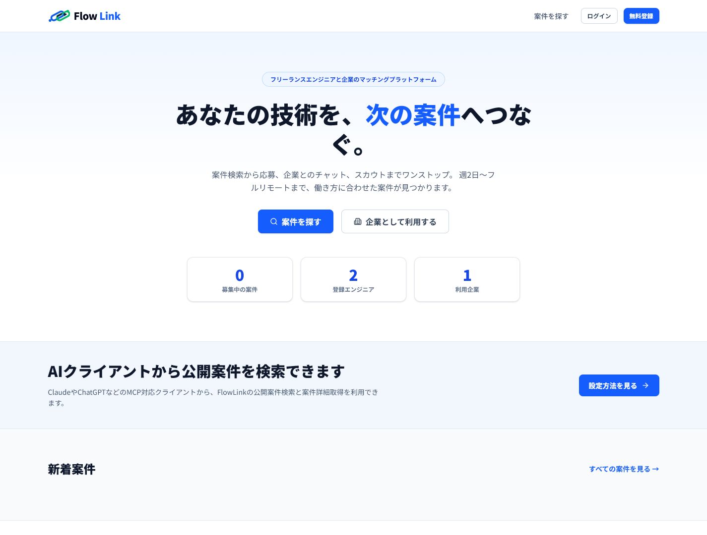 FlowLink のサービス画面